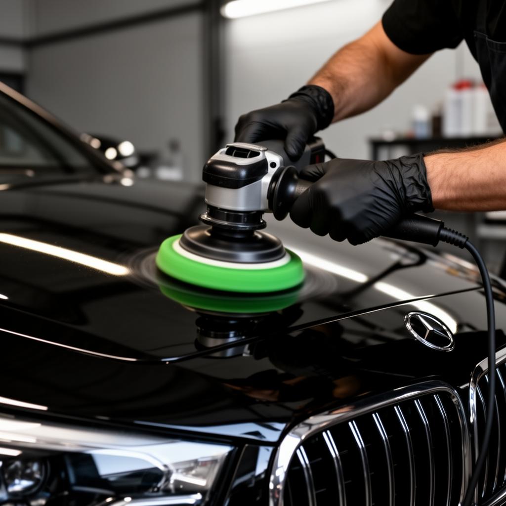 Machine paint correction with ceramic coating